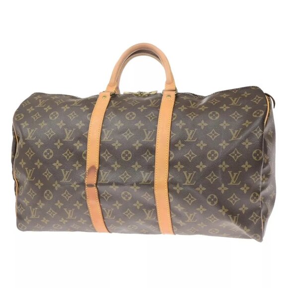 LOUIS VUITTON Keepall 50 Travel Hand Bag Monogram Leather Brown - Picture 1 of 15